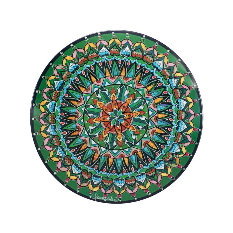 ASSIETTE EN MELAMINE 34CM VERT MANDALA    PROMO