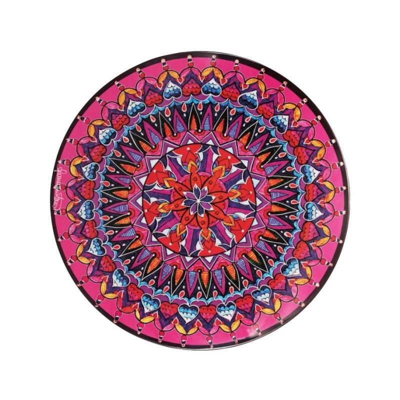 ASSIETTE EN  MELAMINE 34CM ROSE MANDALA    PROMO