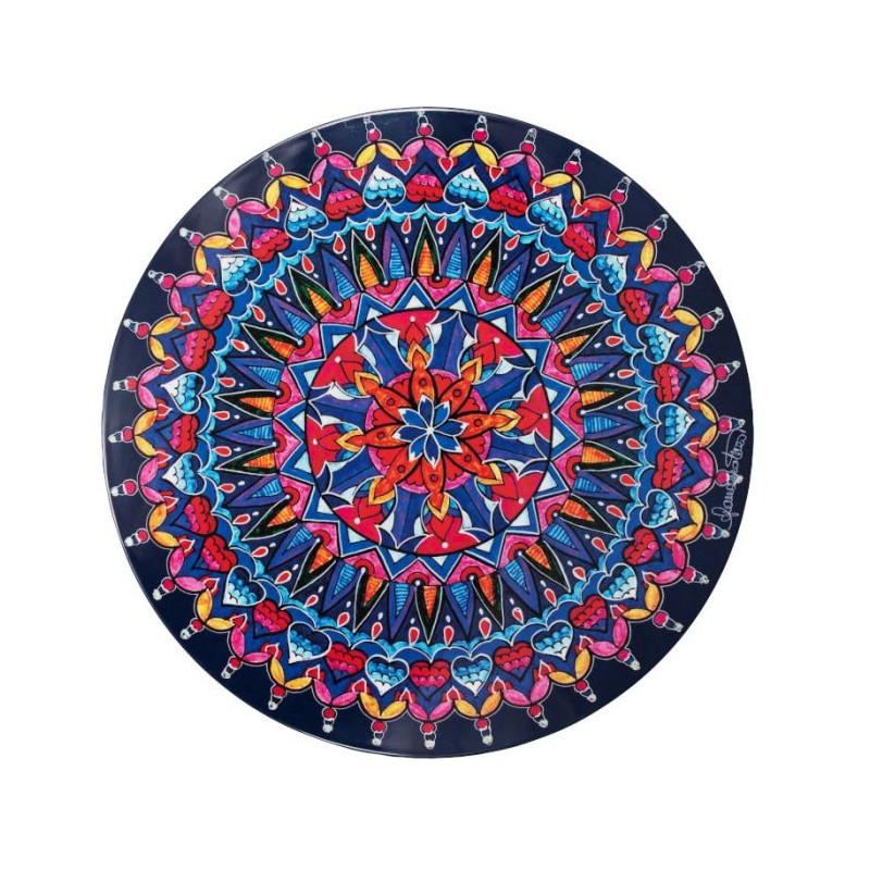 ASSIETTE EN MELAMINE 34CM BLEU MANDALA      PROMO