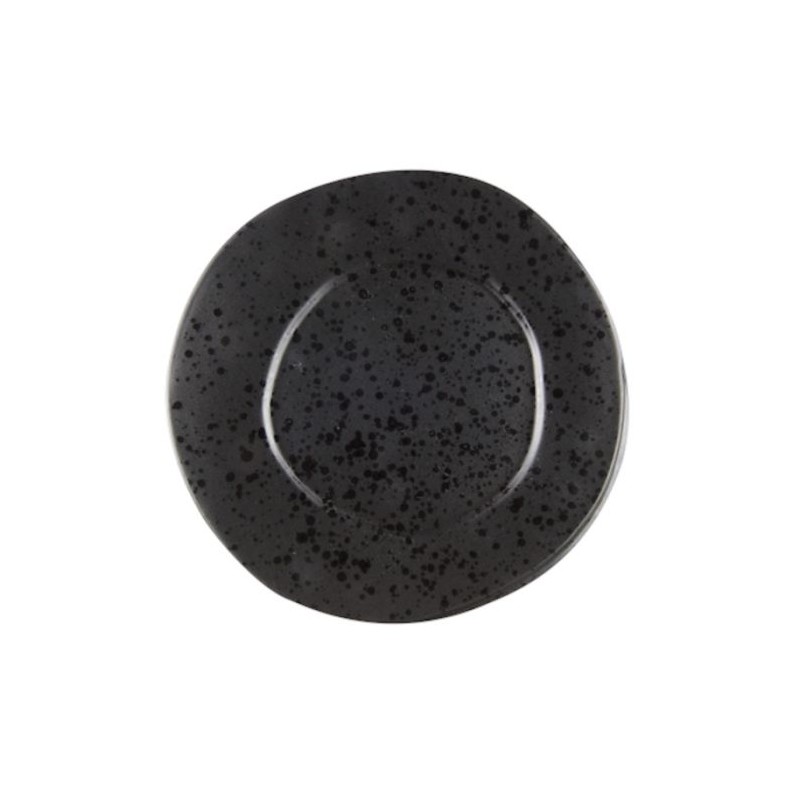 ASSIETTE PLATE 27.5CM STONEWARE POINTS NOIRS LECOQ