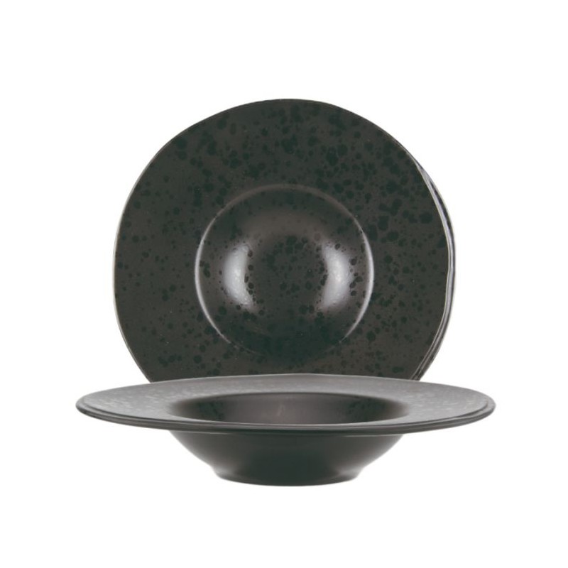 ASSIETTE PASTA 28CM STONEWARE POINTS NOIR