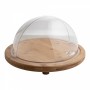 PLANCHE RONDE EN BOIS 38CM AVEC CLOCHE COULISSANTE POLY