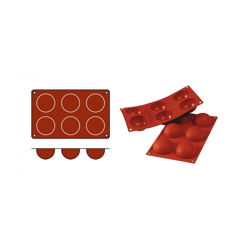 MOULE SILICONE 6 DEMI-SPHERES