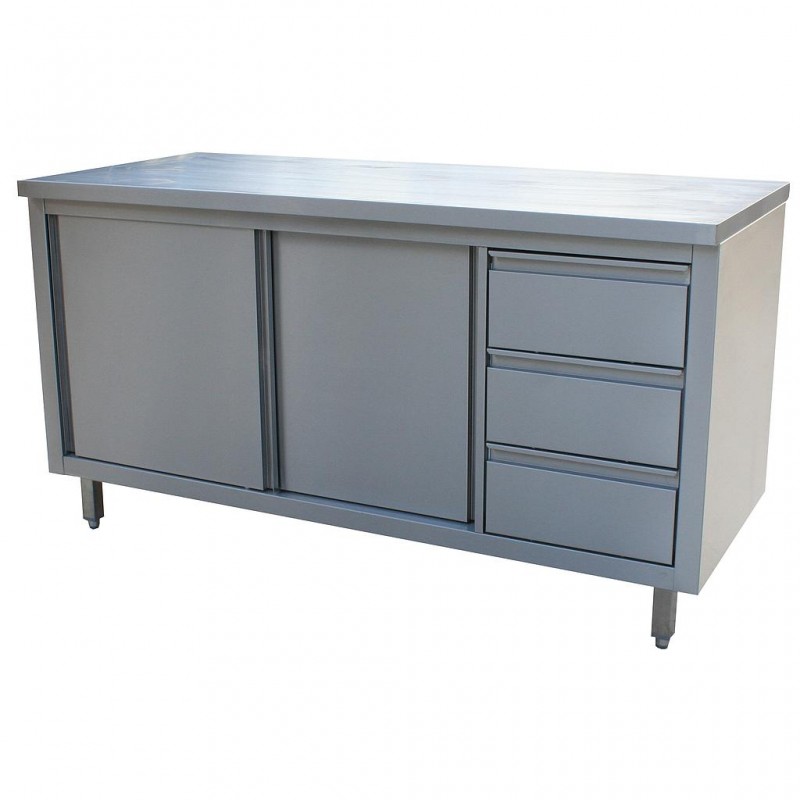 ARMOIRE INOX TIROIRS + DOSSERET ARRIERE