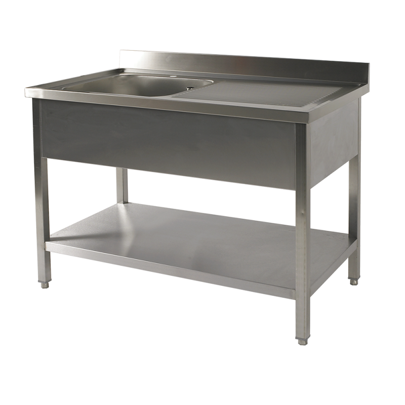 PLONGE 1 CUVE + 1 EGOUTTOIR GAUCHE + SOUS TABLETTE 1400 x 700 x 900H MM