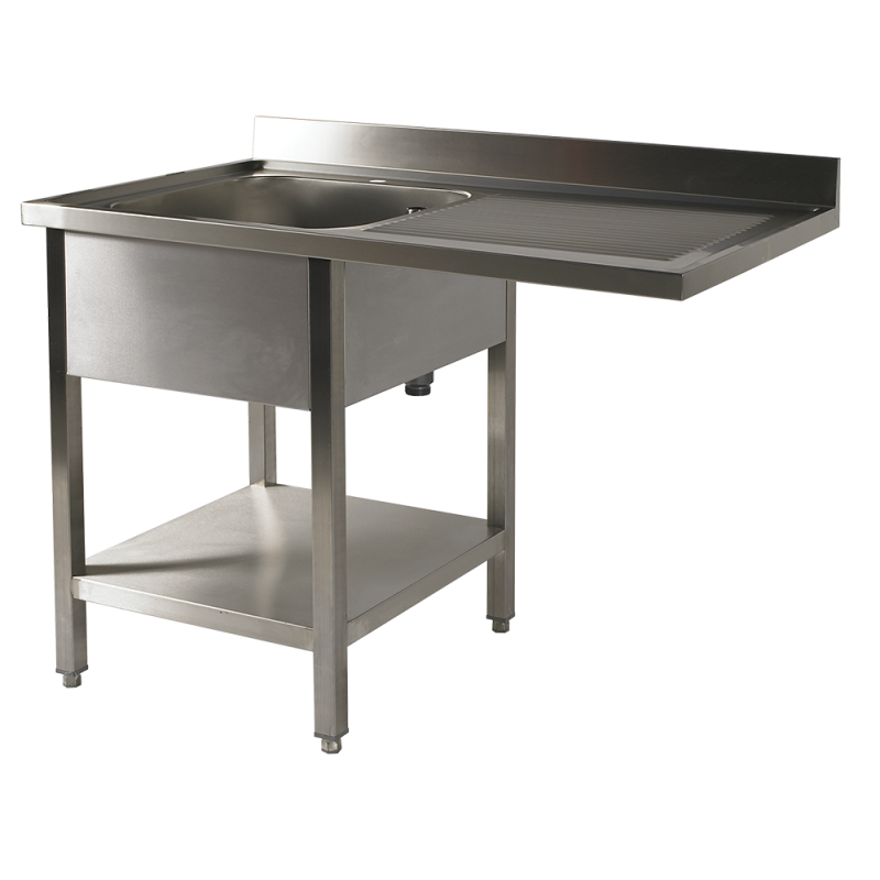 PLONGE 1 CUVE + 1 EGOUTTOIR GAUCHE + ESPACE LV + SOUS TABLETTE 1400 x 700 x 900H MM