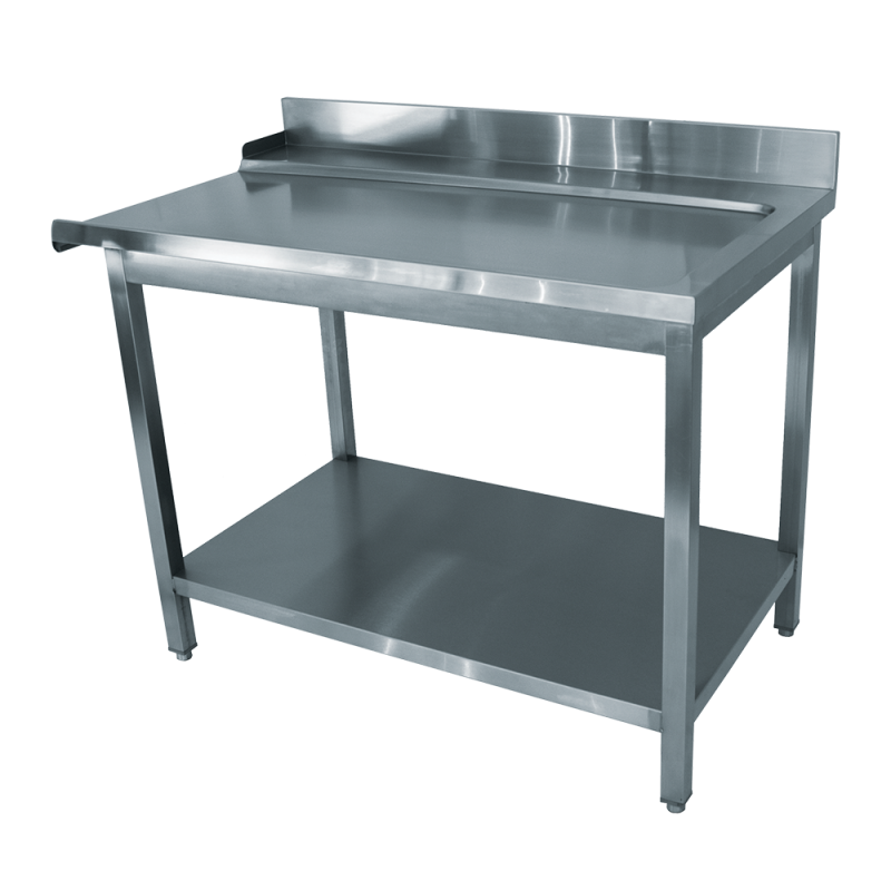 TABLE DE SORTIE LAVE VAISSELLE AVEC SOUS TABLETTE LONGUEUR 1200 ACCROCHE A GAUCHE DU LV